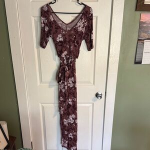 Latched Mama Burgundy Floral Long Sleeve Dress